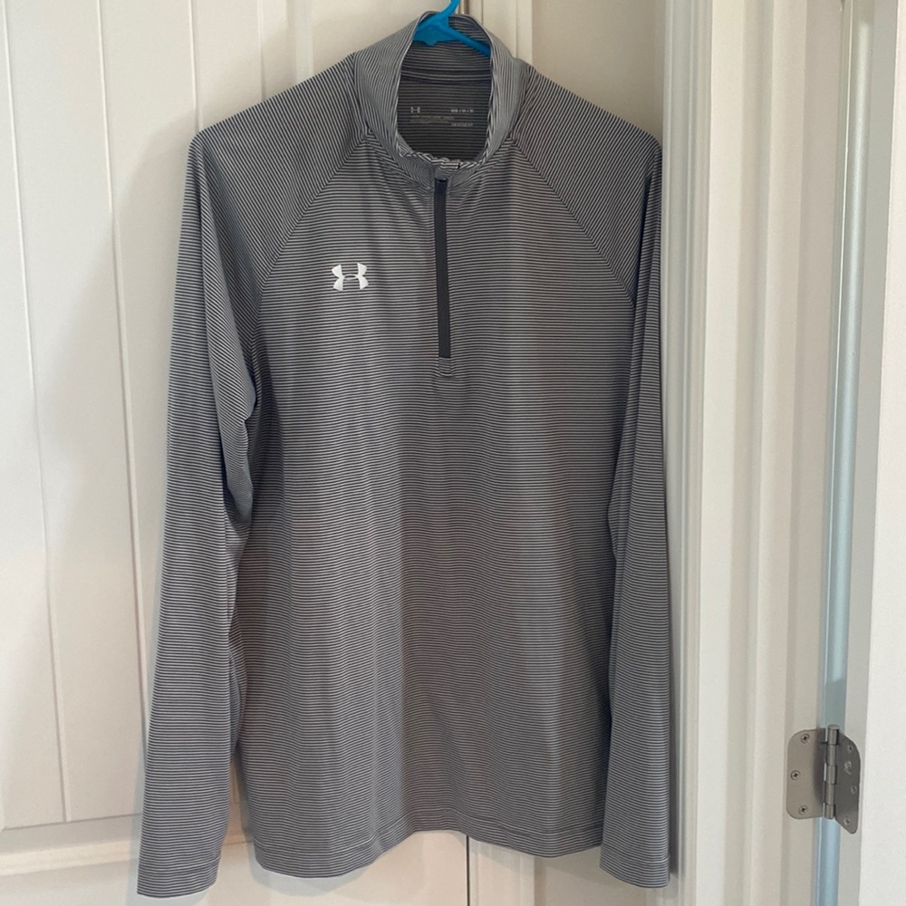 Under Armour medium striped quarter zip pullover.